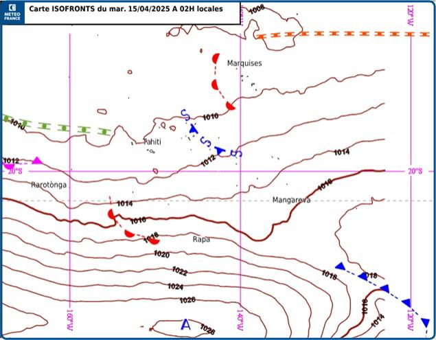 La carte Isofronts est une carte d’observation qui offre une analyse de la situation météorologique à un instant donné. Elle permet d’identifier les zones de transition entre différentes masses d’air, mettant en évidence les fronts météorologiques (fronts chauds, froids, occlus ou stationnaires).